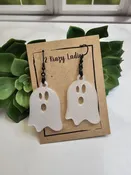 Glow in the Dark Ghost Halloween Dangle Earrings White Purple Jewelry