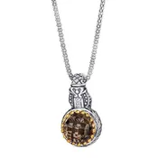 0.04ct WHITE TOPAZ and 4.9ct SMOKY QUARTZ Pendant in 14K/925 (141P112781QSWT)