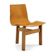 Angelo Mangiarotti Tre 3 Leather and Wood Dining Chair