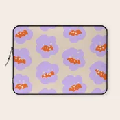Bold Floral Toss Lavender Purple, Tangerine Orange, Cream Ivory, Playful Home Decor Laptop Sleeve