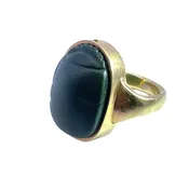 Ancient jasper Scarab 18KY gold ring
