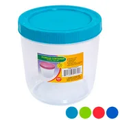 FOOD STORAGE CONTAINER ROUND SCREW TOP LID 1.75QT 4 - COLOR LIDS/CLEAR BOTTOM #STAR 1750