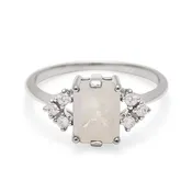 Bea Arrow Ring (Medium) - 14k Gold, Rainbow Moonstone & Diamonds