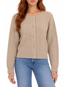 Crew Neck Cable Knit Button Cardigan Sweater