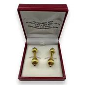 18k Gold and Sapphire Dumbbell Double Sided Cufflinks 5.40 dwt (8.40 g)