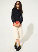Black pleated fitted shirt