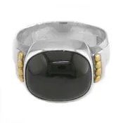 Black Star Silver Ring with Gold Accent
