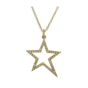 14k Yellow Gold Open Star Diamond Necklace