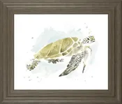 22x26 Watercolor Sea Turtle Study I By June Erica Vess - Beige