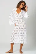 Arelis Cosmos Flower Lace Caftan - Pure White