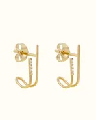 Gara Danielle 14k Yellow Gold Uneven Bar Earring with Pave Diamonds