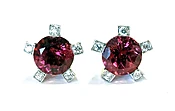 EARRING 525 - Pink Tourmalines and Diamonds in 18kt White Gold