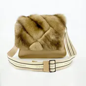Camel Sable and Leather Messenger Bag