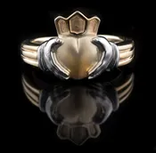 14kt Two Tone Three Dimensional Claddaugh Ring