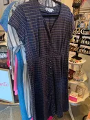 1950s Blue Striped Dot Dress - Plus Size