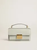 Mineralgraue Venezia Bag Small aus Palmellato-Leder mit goldfarbenen Details