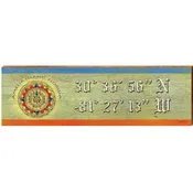Amelia Island, Florida Compass Colorful Latitude Longitude | Wall Art Print on Real Wood
