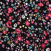 0.5 Yard of Stretch Cotton and Modal Jersey - Black, Pink and Sky Blue Floral - Deadstock