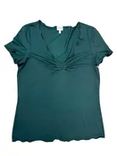 ARMANI Size 12 FOREST GREEN SHORT SLEEVE TOP WITH TUCKS