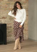 Aline Plaid Print Midi Skirt