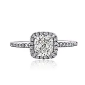 0.91ct Cushion Cut J VS2 GIA Halo Set Diamond Engagement Ring