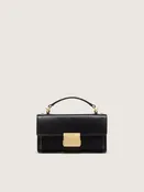 Schwarze Venezia Bag Small aus Palmellato-Leder mit goldfarbenen Details