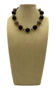 Jet black onyx necklace with gold vermeil beads
