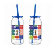 Atelier Sportif Official FIFA World Cup Trophy Set of 2 Glass Sippers with Lid and Straw