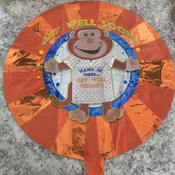 #115 Get Well Soon Monkey Orange Balloon — Sweet Pea Designs