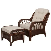 Alexa Living Room Set of 2 pieces with Ottoman Stool, Dark Walnut color
