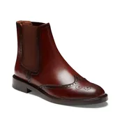 Chelsea boot brogue da donna in pelle color mandorla