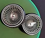 1/18 SUPER SPOKES  LOWRIDER SPOKED SMOOTH Style 2 Prong K/O Rim & LOW PRO WW Tire Set CHROME