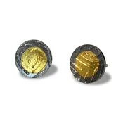 Oxidized Etched Round Stud Earrings With Keum Boo