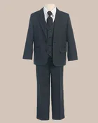 5-Piece Boy’s 2-Button Jacket 4-Button Vest Husky Dress Suit – Charcoal