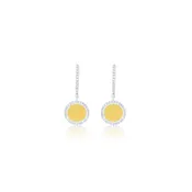 14k Diamond Halo Earrings with a Yellow Gold Plate Inside