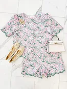 Scallop Embroidered Floral Jacquard Top