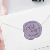 2 Initial Wedding Duogram with Date Adhesive Wax Seals #8710