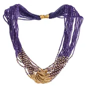 20-Strand Amethyst & Gold Bead Necklace