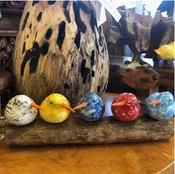 Five Birds on a Stick, Color — Handcrafted Coastal Accent, 15″ Long
