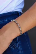 18K White Gold Plated Link & Stud Bangle Bracelet