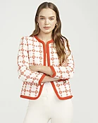 Collarless Jacket With Braided Trim