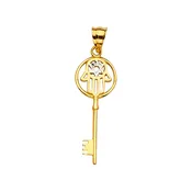 14k Two-Tone Gold Hamsa Hand Key Pendant