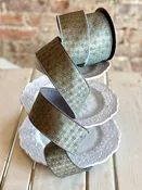 2.5" jacquard cravat blade grey back , brown blue beige -SOLD BY THE YARD