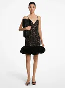 Hand-Embroidered Floral Lace and Fringe Cocktail Shaker Dress
