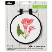 Bucilla Delicate Lily Stamped Embroidery Kit – 3" Floral Embroidery Hoop