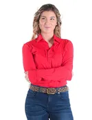 Breathe Instant Cooling Pullover Button Up (Bright Red)