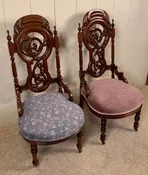 Pair of Walnut Victorian Slipper Chairs