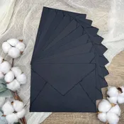 Black Handmade Cotton Envelopes (Set of 10)