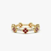 Clover Ruby and Diamond Eternity Band