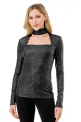 Ariella Choker Faux Leather Top